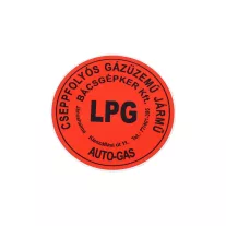   Piros 'LPG' matrica, kerek, kívülről ragasztható