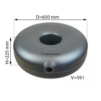   D=650mm H=225mm V=59L külső multiszelepes pótkeréktartály - 2026 - Atiker