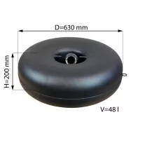  D=630mm H=200mm V=48L belső multiszelepes tartály - Atiker - 2026