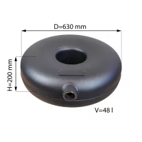   D=630mm H=200mm V=48L külső multiszelepes pótkeréktartály - Atiker - 2026