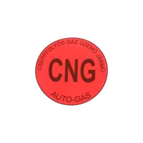  Piros 'CNG' matrica, kerek, belülről ragasztható