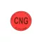 Piros 'CNG' matrica, kerek, belülről ragasztható