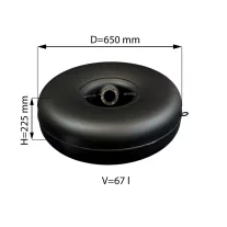   D=650mm H=250mm V=67L belső multiszelepes pótkeréktartály - Atiker - 2026