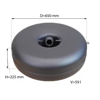   D=650mm H=225mm V=59L belső multiszelepes pótkeréktartály - Atiker - 2026