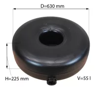   D=630mm H=225mm V=55l külső multiszelepes pótkeréktartály - GZWM - 2026